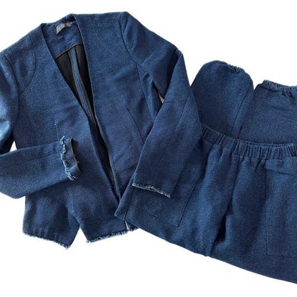 Hatch Maternity Sz 1 Womens Navy Blue Tweed Blazer Jacket Joggers Small - Picture 1 of 7